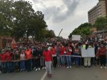 About 300 students from the University of Johannesburg (UJ), Wits and Central Johannesburg College marched from UJ’s Doornfontein campus to Auckland Park Kingsway campus. Photo: Zoë Postman