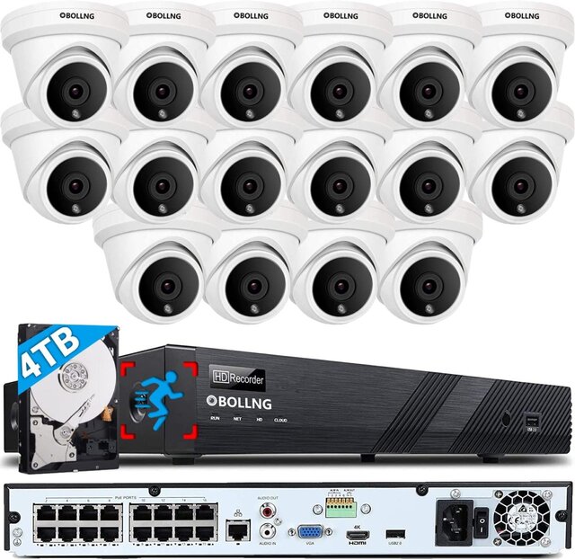 BOLLNG 16-Channel 4K PoE Security Camera System